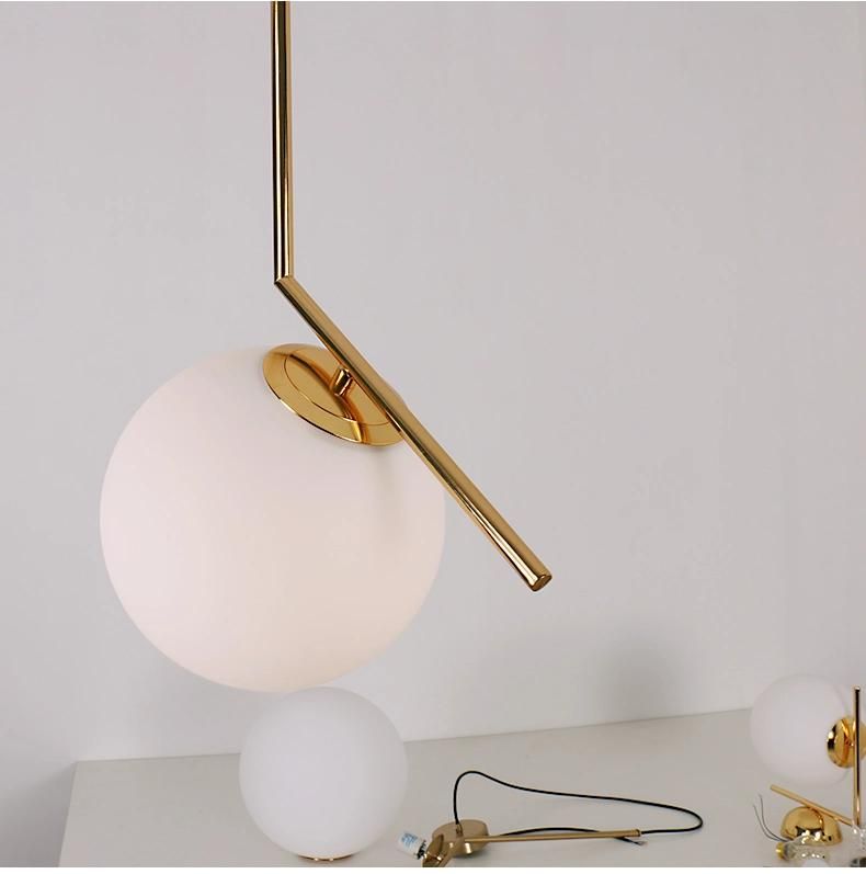 White Round Glass Balls Pendant Light for Living Room Bedroom Hanging Lamp Pendant Light