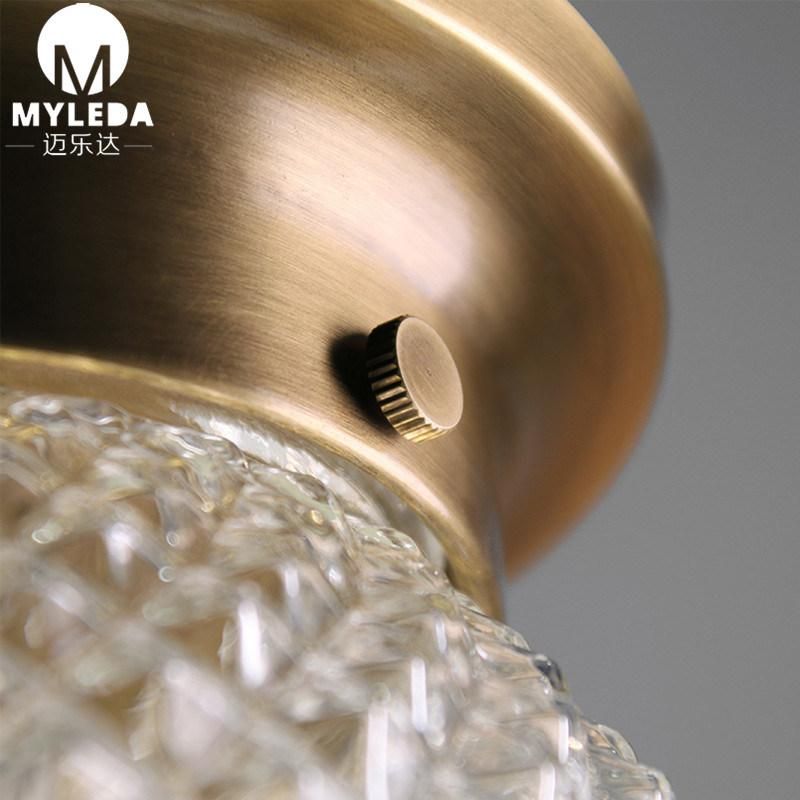 Brass Semi Flush Industrial Ceiling Light Glass Globe Lighting