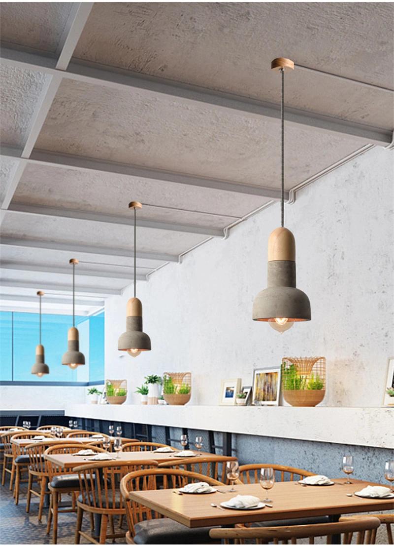 Vintage Wood Pendant Light Dining Room Viveca Cement Body Scandi-Industrial Style Pendant Light (WH-AP-350)