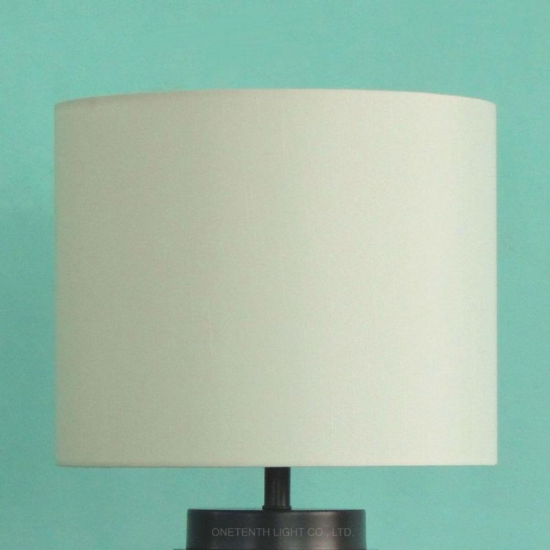 Brass Finish Desk Lamp White Fabric Shade and Modern Table Light