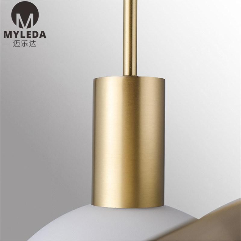 Modern Luxury Brass Metal White Glass Round Ball Pendant Light