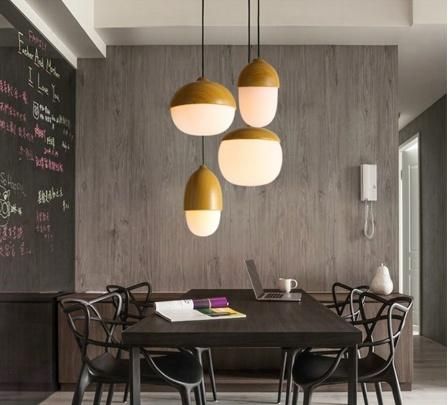 Modern Unique Design Egg Oak Wooden Decorative Pendant Lamp