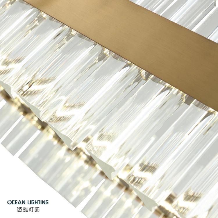 Stainless Steel Glass Rectangular Chandelier Modern Pendant Light with Titanium Gold Color