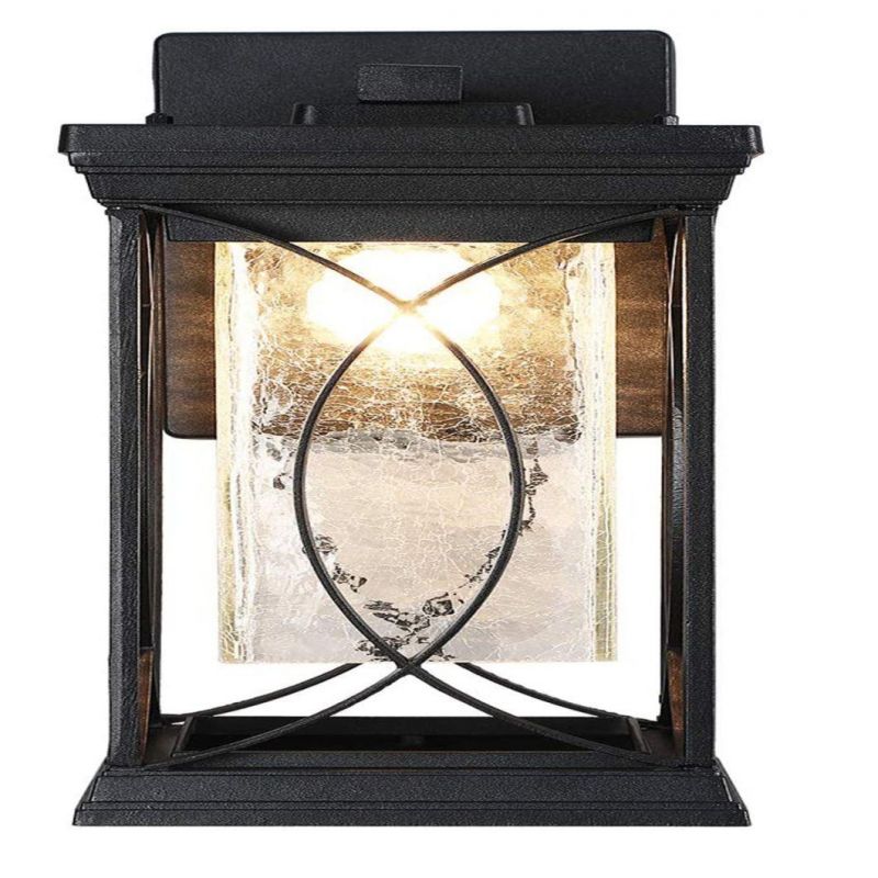Modern Outdoor Wall Light Exterior Light Fixtures Black Aluminum with Crack-Like Glass Create Gorgeous Lighting Effects UL and IP65 Waterproof Wall Sconce