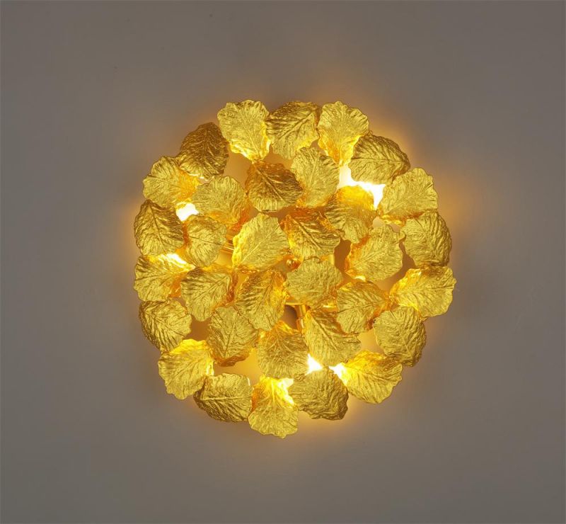 2022 Hot Sale Manufacturer Gold Maple Leaf Wall Lamp
