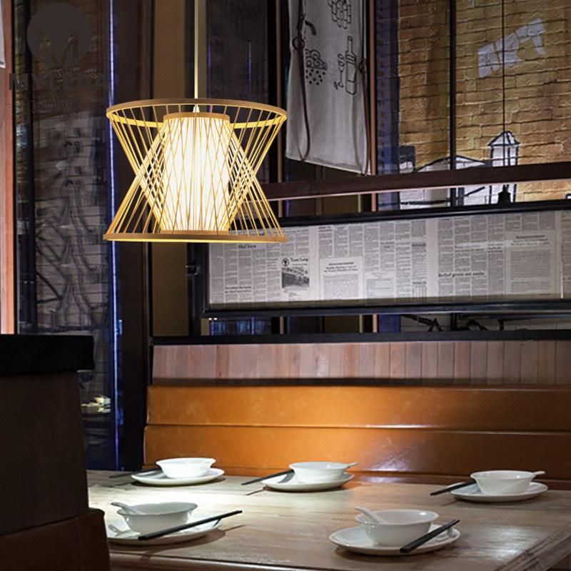 Modern Chinese Style Metal Iron Bamboo Cage Pendant Light