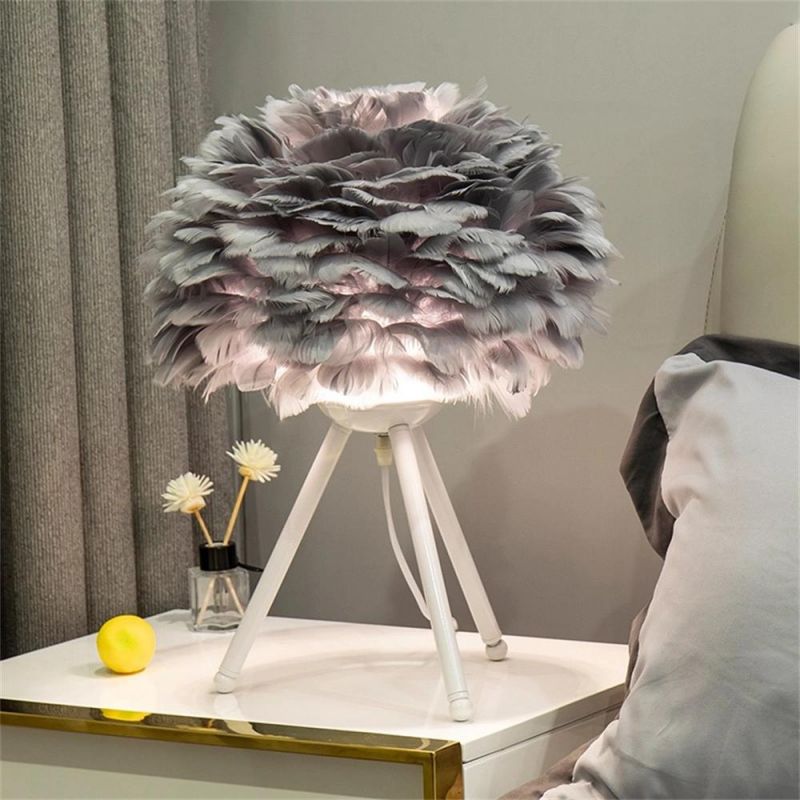 Feather Lamp for Living Room Bedroom Table Lamp Modern Decoration Bedside Lamp Room Light Goose Feather Lamp Feather Table Lamp