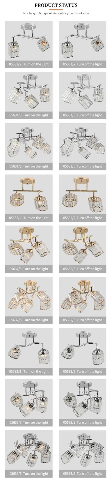 High Quality Home Decoration Living Room Glass Iron Crystal LED Ceiling Light