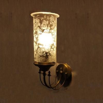 Frosted Glass Shade with Flower Effect Wall Lamp