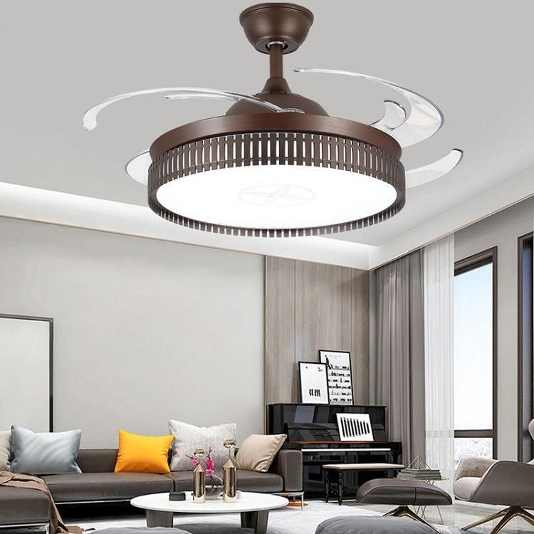 Round Ceiling Fan Hanging Ceiling Fans for Home Office Family Room Ceiling Fan with Light