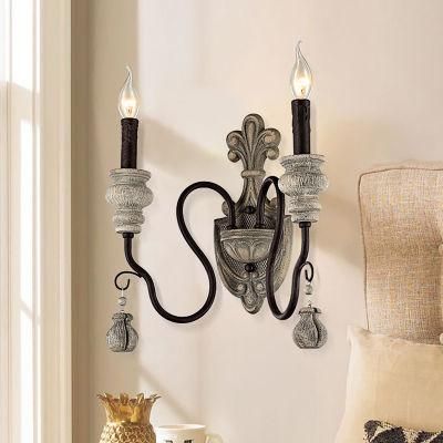 Vintage Wall Lamp Wood Iron Wall Light Bedroom Bedside Living Room Loft Wall Light (WH-OR-58)