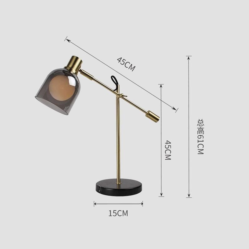 Adjustable Angle Table Lamp Gray Shade Vintage Style Reading Light