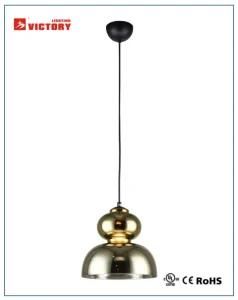 Modern Round Design E27 Gold Glass Pendant Lamp for Indoor