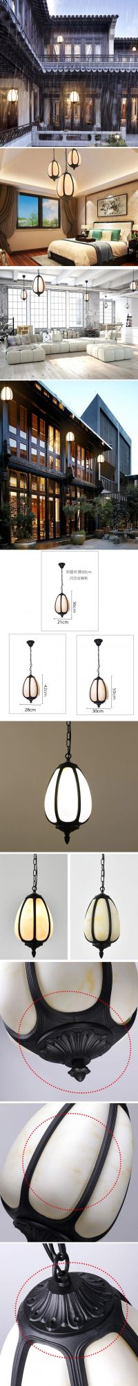 Courtyard Chandelier Anti-Marble Pumpkin Chandelier Pavilion Corridor Chandelier Waterproof Outdoor Pendant Light