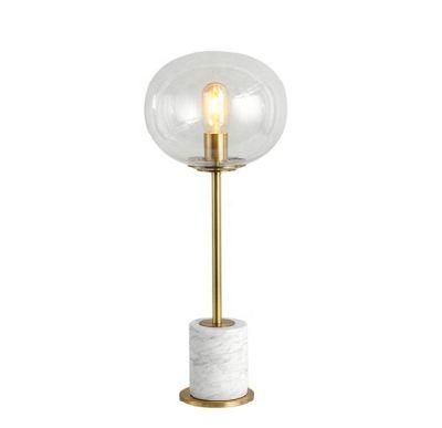 Meredith Decorative Marble Gray Glass Shade White Base Desk Light Decoration Table Lamp for Hotel Home Coffee Bar