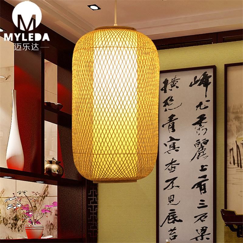 Classical Bamboo Patterned Lampshade Birdcage Chandelier Pendant Light for Hotel, Teahouse, Hot Pot Restaurant