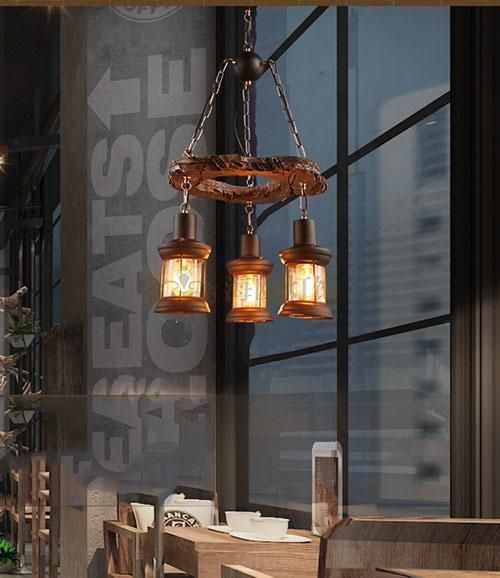 Chandelier Modern Lighting with Wood for Dinner Room Coffee Bar Decoration