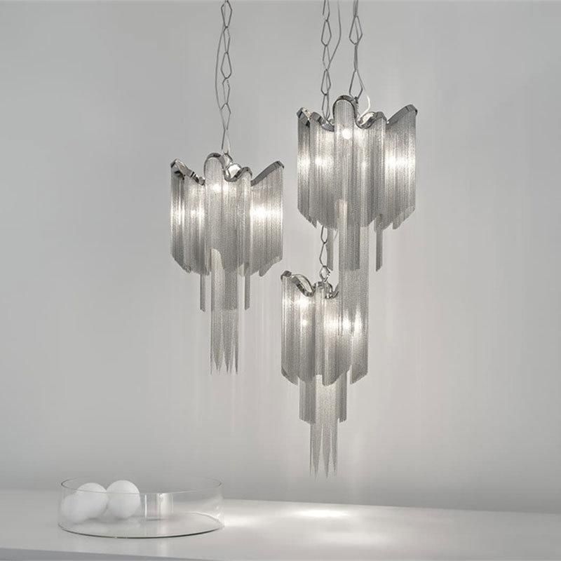 2022 Luxury Aluminum Pendant Light Gold Silver Chain Tassel Light Home Hotel Art Decorative LED Pendant Lamps