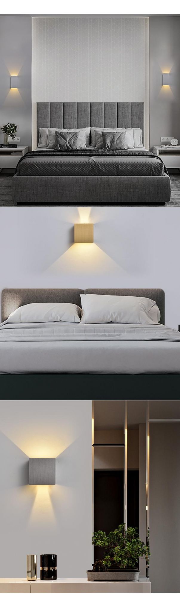 2022 Minimalism Home Decor Hotel Warm Color Aluminum Square 6watt LED Wall Sconce
