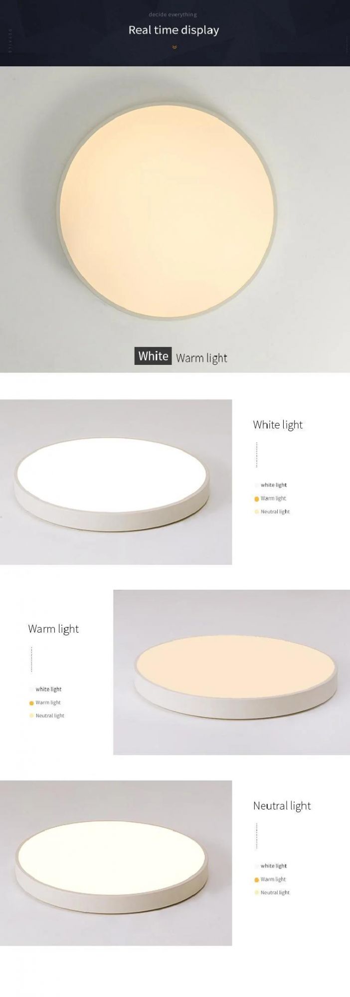 Indoor Radar Bathroom Lighting LED Rounded Ceiling Lamp