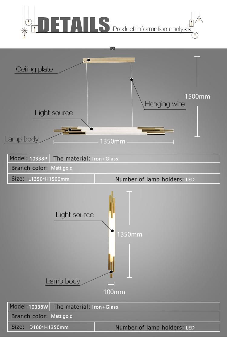 Modern Style Tube Glass Chandelier Lamp and Wall Lighting