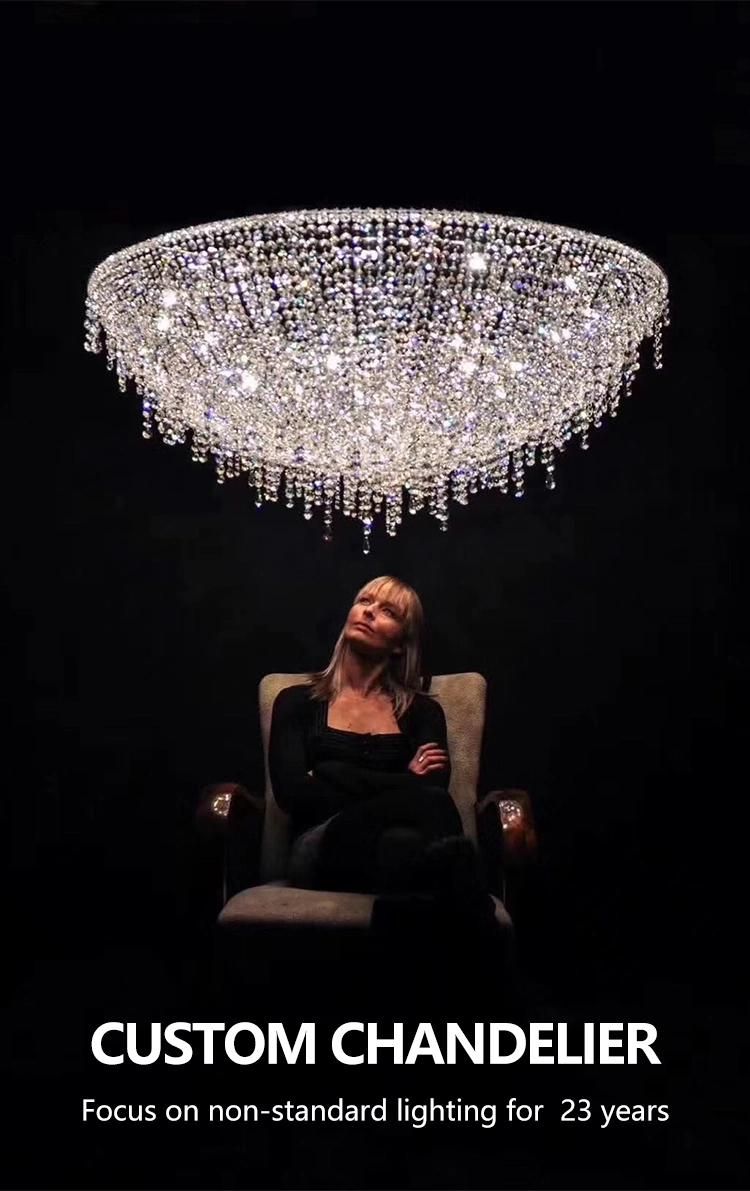 Good Quality Decorative Commercial Hotel Staircase Show Room Custom Crystal Chandelier
