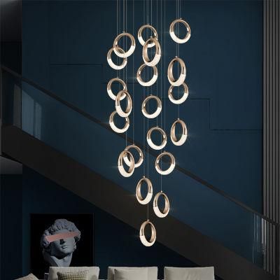 Round Lobby Chandelier Crystal Chandelier Living Room Light Pendant Lamp