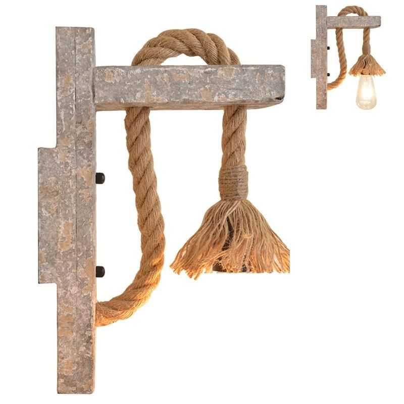 Vintage Wooden Wall Light for Restaurant Coffee Shop Decor Rope Wall Lamp (WH-VR-51)