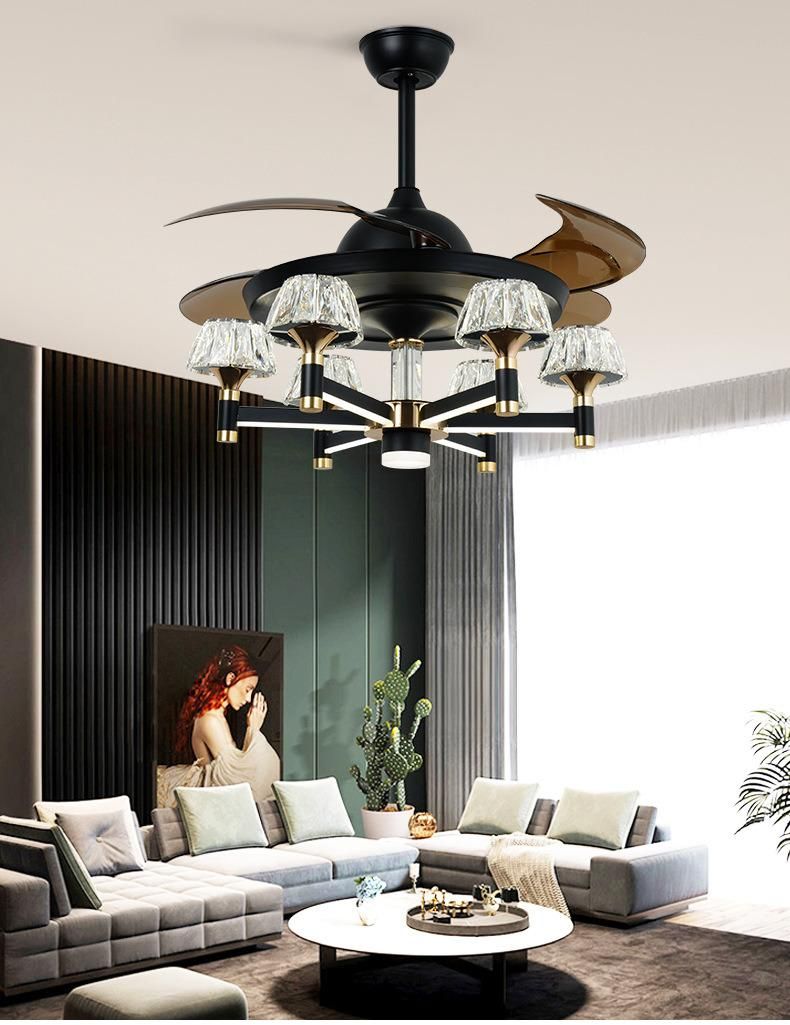 Smart Ceiling Fan with Lights with Remote Control Chandelier Invisible Fan Blade LED Fixtures Decorative for Home