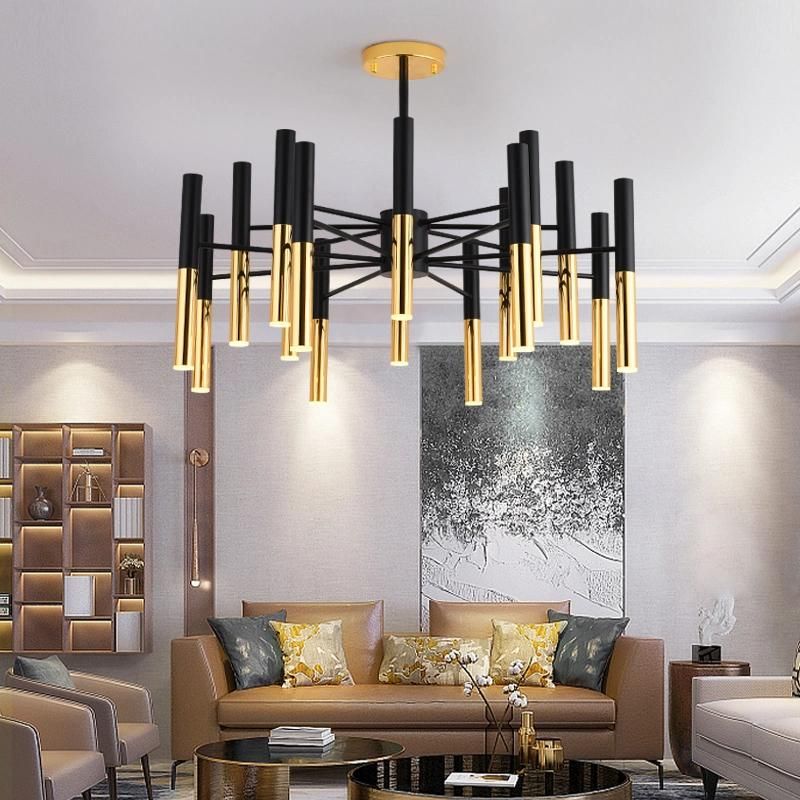 Golden Living Room Chandelier Simple Modern Dining Room Lamp Creative LED Pendant Light