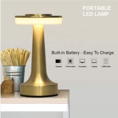 Metal Cordless Touch Dimming Rechargeable Night Light Bedside Restaurants Bars LED Table Lamp