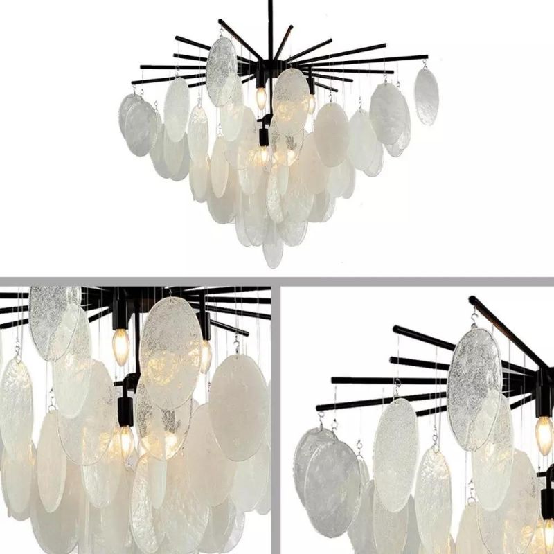 Iron Pendant Lamp with Leaf Style Glass Tree Style Chandelier for Hall Decoration