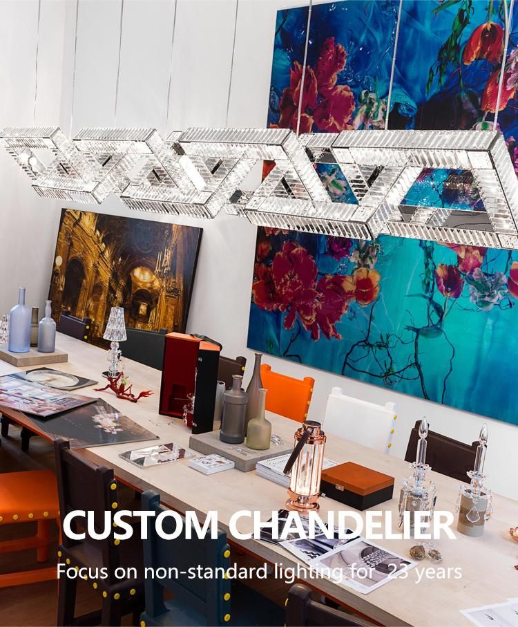 High Quality Decorative Commercial Banquet Stair Hotel Glass Crystal Custom Chandelier Lamp