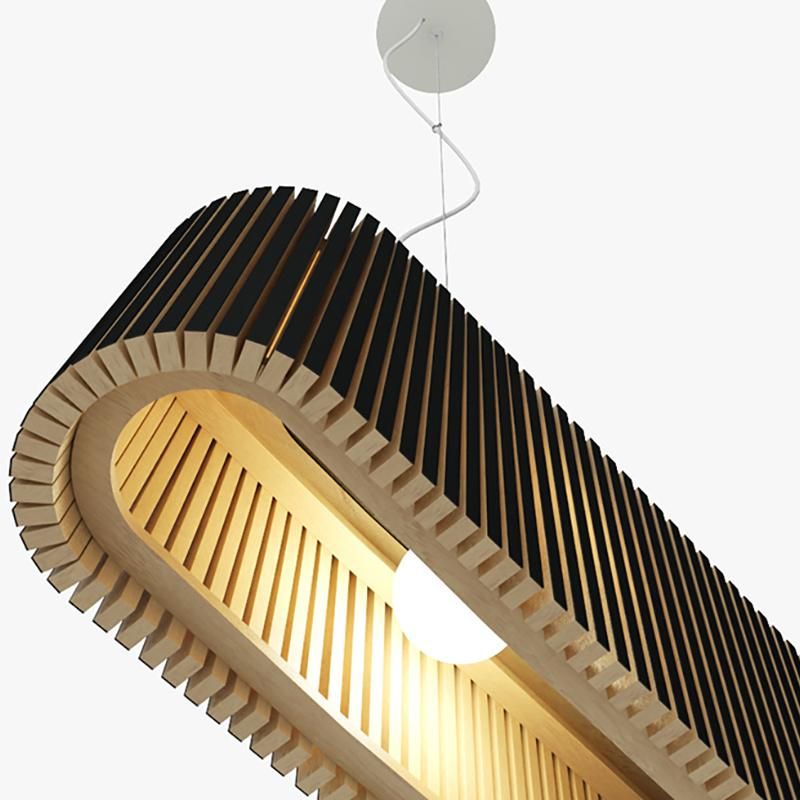 Wooden Cuboid Design Modern Chandelier Mall Hotel Lobby Pendant Lamp