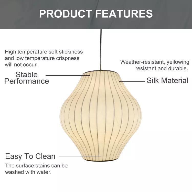 Simple Fashion Modern Living Room Silk Hanging Lamp Chinese Traditional Cocoon Lantern Shade Pendant Light