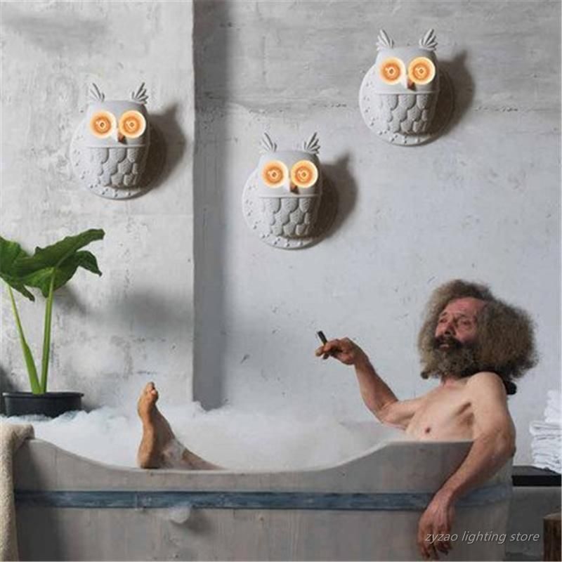 Creative Resin Birds Wall Lamps Bedroom Bedside Lamps White Ceramic Owl Wall Light (WH-VR-67)