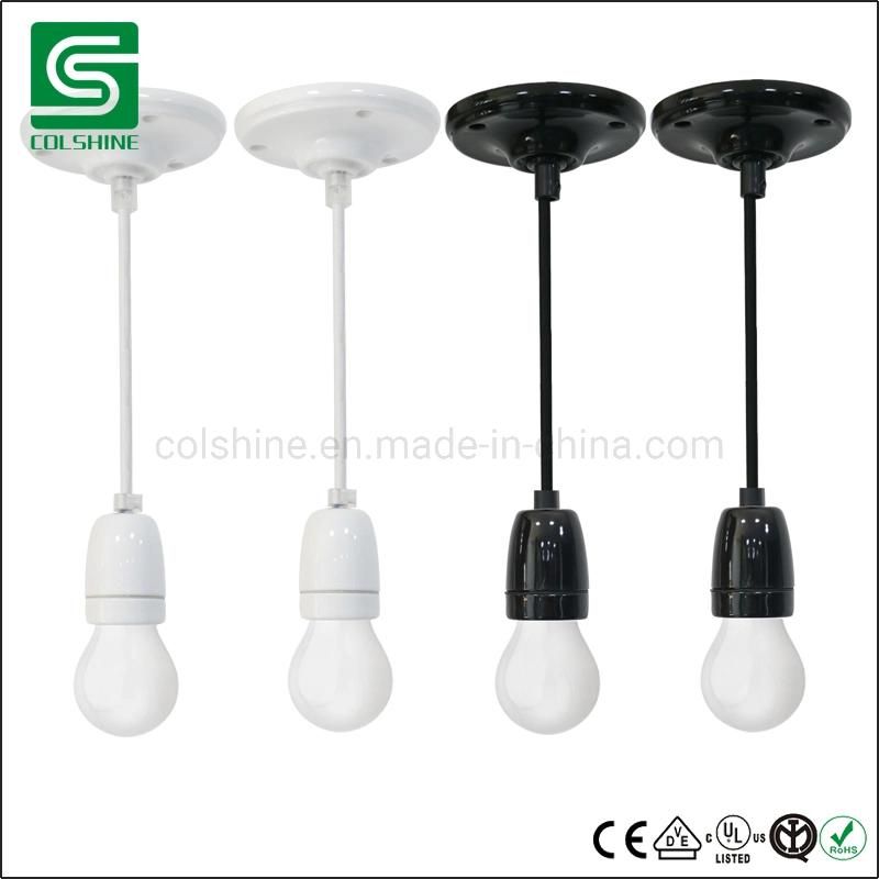 White Black Ceramic Vintage Pendant Light E27