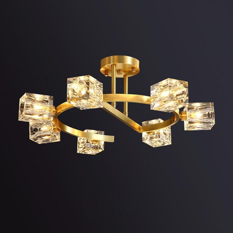 Crystal Lampshade Copper Luxury Dining Room Light Fashion Ceiling Light Lamp