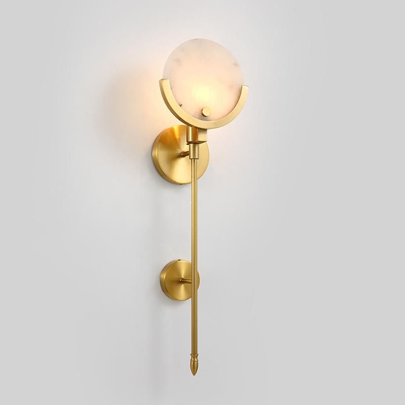 New Chinese Style Living Room Bedroom Full Copper Marble Wall Lamp