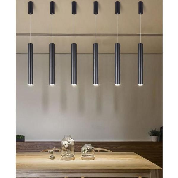 Reception Long Tube Cylinder Metal Hanging Pendant Lamp Adjustable Suspention for Bar Counter