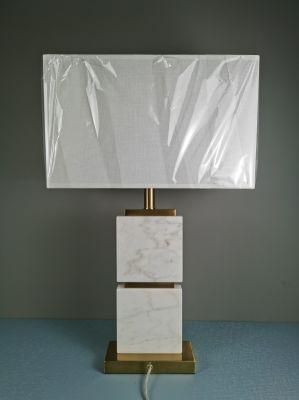 Simple Natural Marble Light Luxury Metal Villa Living Room Hotel Lobby Model Room Design Table Lamp