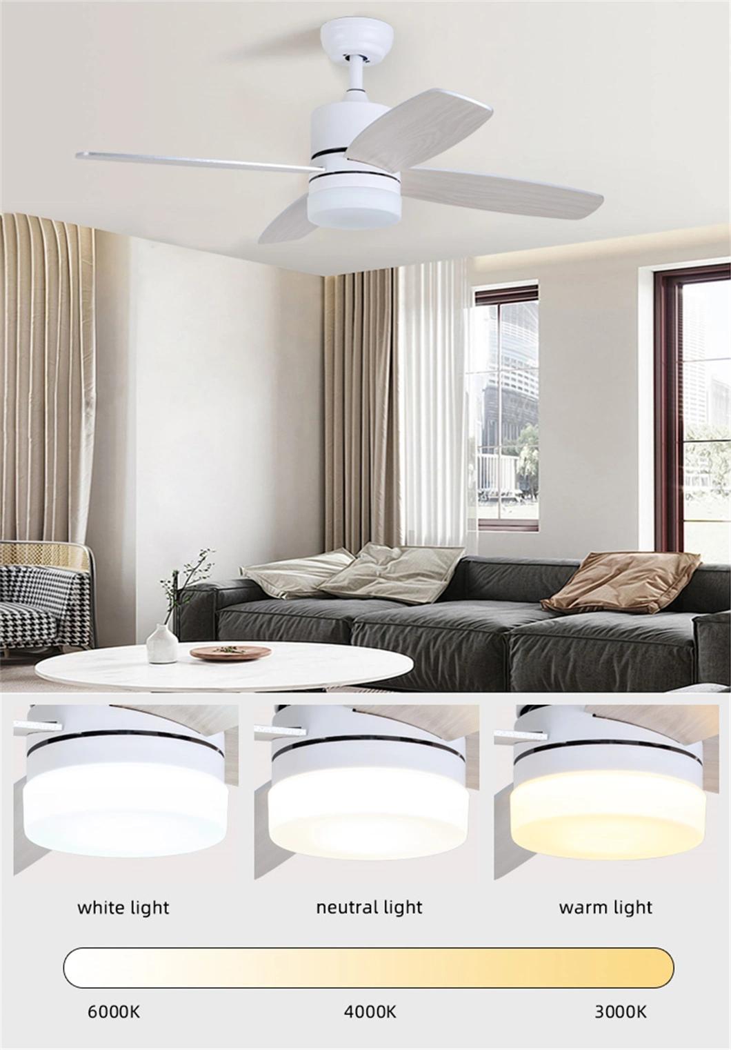 Simple Design Living Room Bed Room 3 Fan Speed Plywood Blades 48 Inch Ceiling Fan Lamp