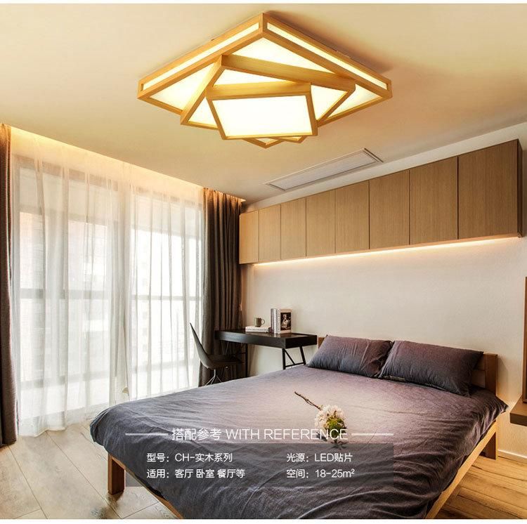 LED Nordic Simple and Warm Living Room Bedroom Study Room Dining Room Solid Wood Ceiling Lamp (WH-WA-42)
