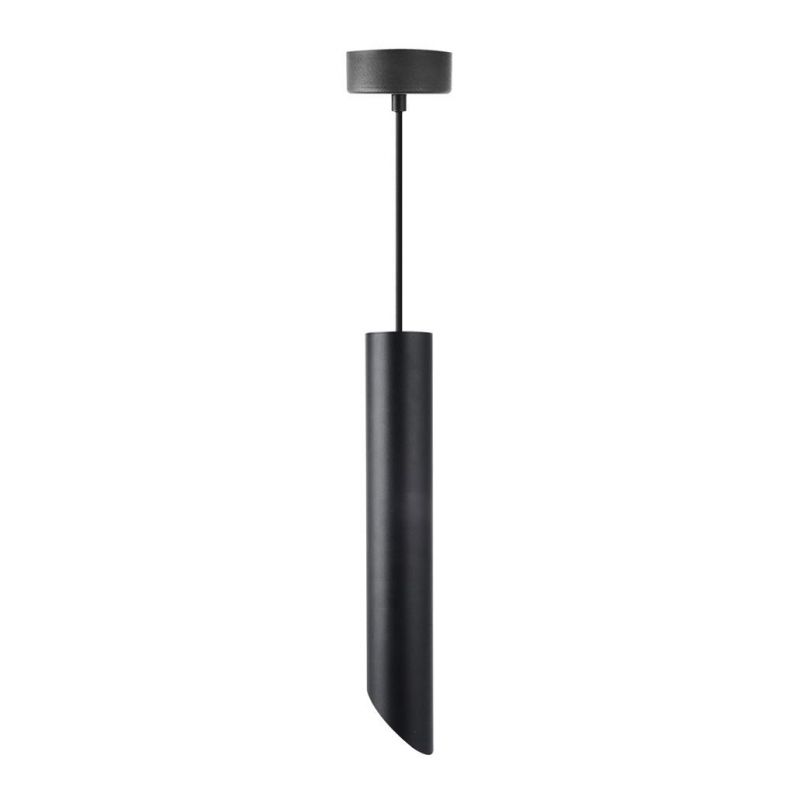 LED 10W 12W Long Tube Chandelier Black Simplicity Bevel Pendant Light Adjustable Height Hanging Lamp for Bedroom Restaurant