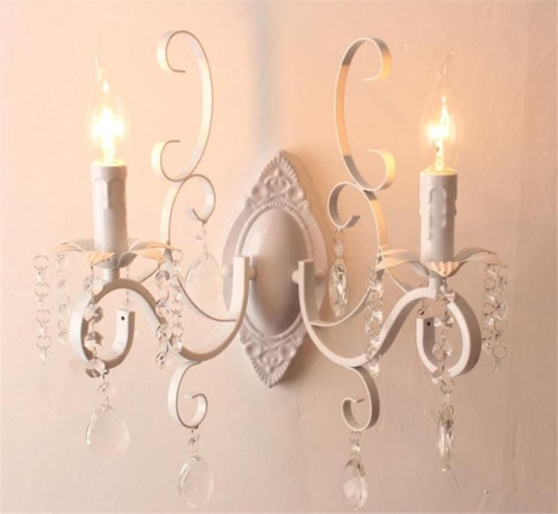 Classic Vintage Candle Wall Light Black Wrought Iron Body Crystal Deco Wall Mount Light (WH-VR-99)