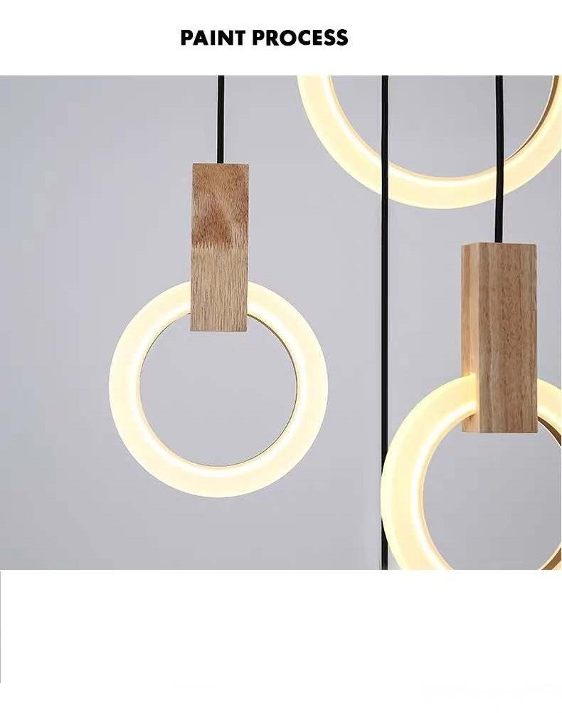 LED Lighting Pendant Lamp Circle Wood Design Chandelier Modern Lamp