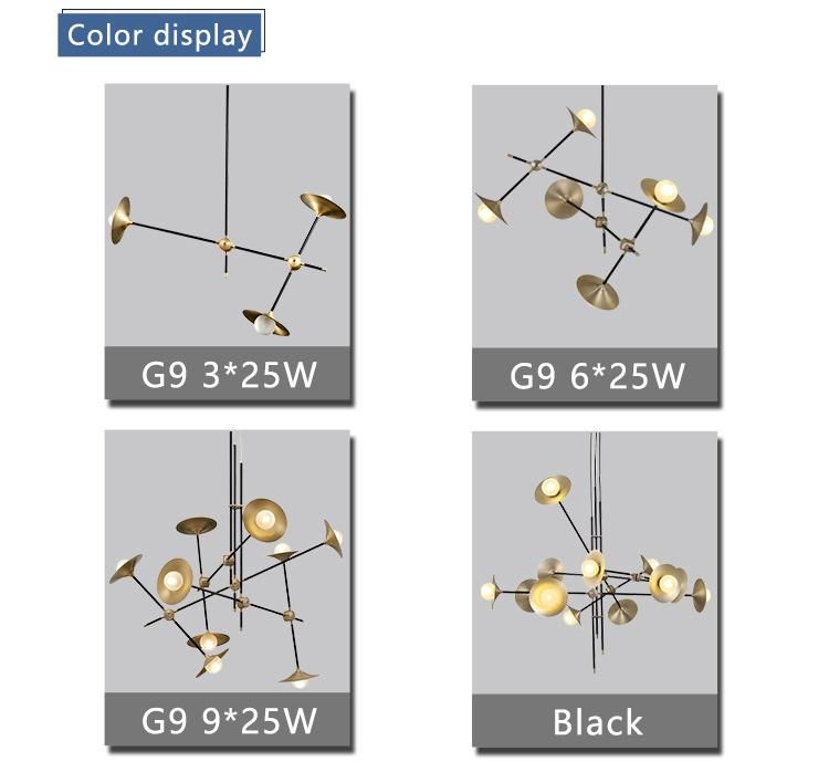6 Lights Bronze Cover Glass Shade G9 Tree Chandelier