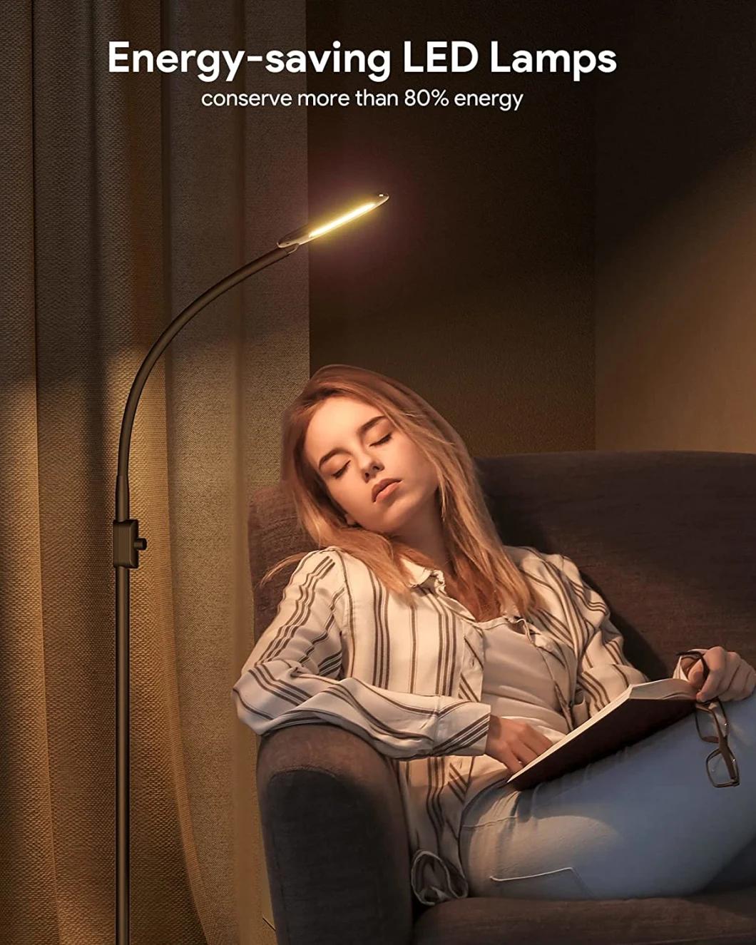 LED Lighting Floor Lamp, Adjustable 3 Color Temperatures Reading Lamp with Stepless Dimmer, Standing Lamp with Memory Function and Flexible Gooseneck Light