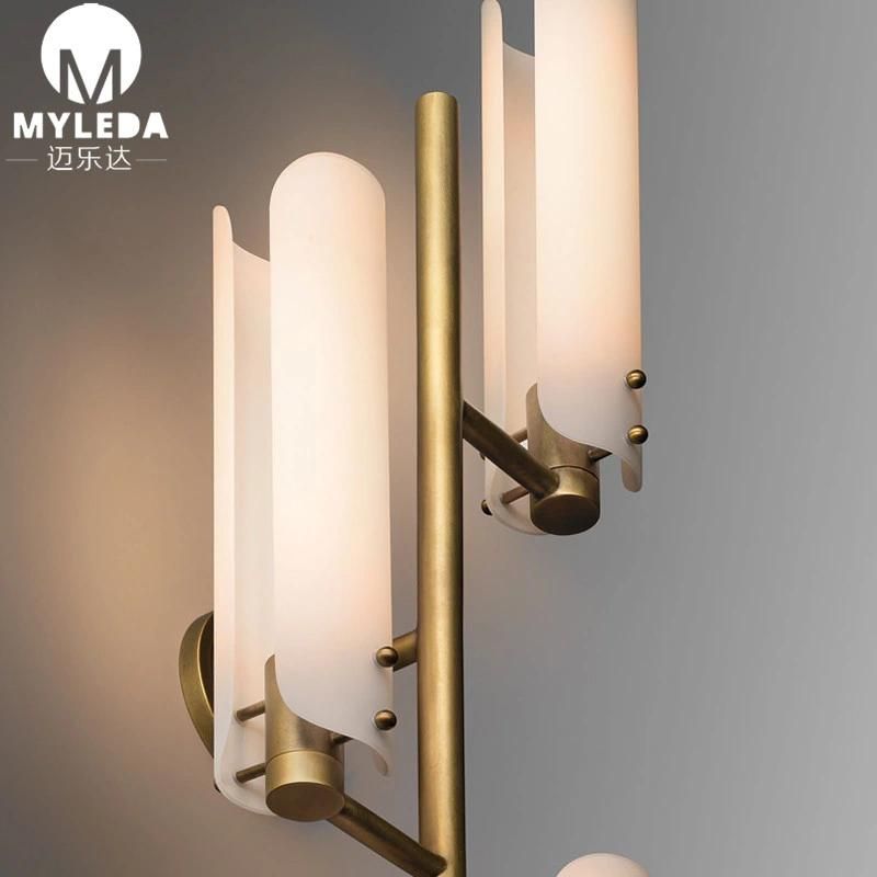 Modern White Glass Brass Wall Sconce Light