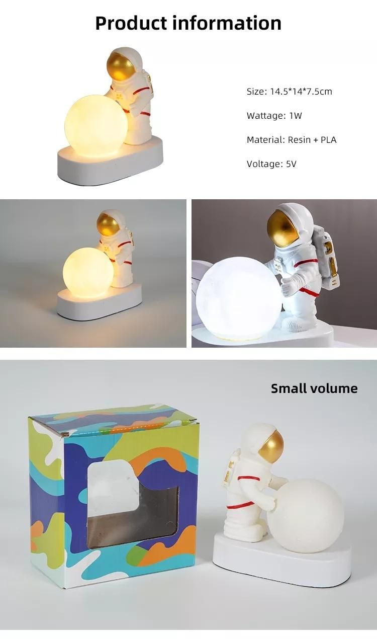 Amazon Hot Sale Resin Cloud Astronaut Figure Gift Room Bedroom Decor LED Night Light for Kids